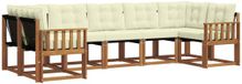 vidaXL - Salon d'angle - 7 places - Naturel et crème - Bois d'acacia