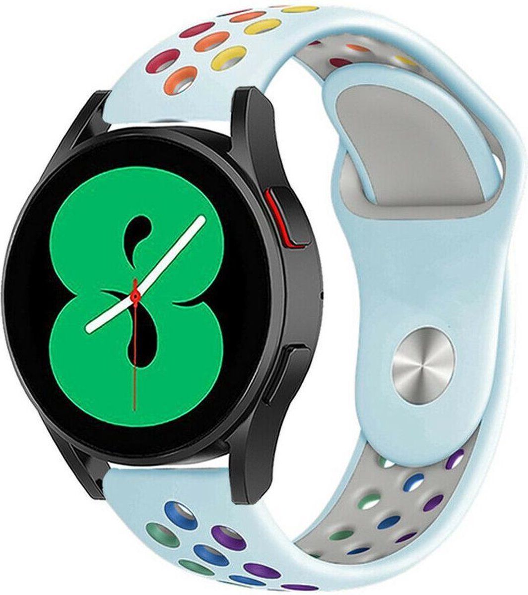 Strap-it Samsung Galaxy Watch 4 - 40mm sport band - lichtblauw/kleurrijk