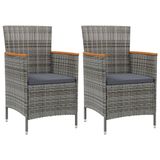vidaXL Tuinstoel Terras Gecapitonneerde zitting Acaciahout, Polyester, Polyrattan, Staal Grijs