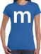 Bellatio Decorations Shoppartners Bv Letter M verkleed - carnaval t-shirt - blauw - voor dames - M en M serie - kostuum L