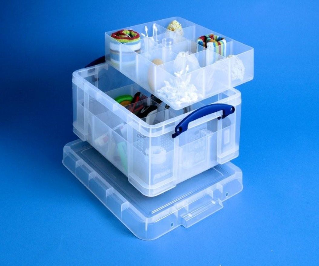 Really Useful Box 21L Box met 2x verdeler Transparant