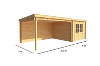 Warentuin collection Blokhut, tuinhuisje met overkapping Els-Pip 650 cm bij 300 cm diep lessenaarsdak 1