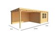 Warentuin collection Blokhut, tuinhuisje met overkapping Els-Pip 650 cm bij 300 cm diep lessenaarsdak 1