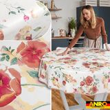 ANRO Tafelkleed Klaprozen Rood Rond Ø140cm Met sierband Afwasbaar Waterafstotend Binnen & Buiten