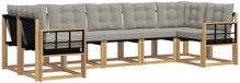 vidaXL - Salon d'angle - 7 places assises - Blanc et gris clair - Acacia bois