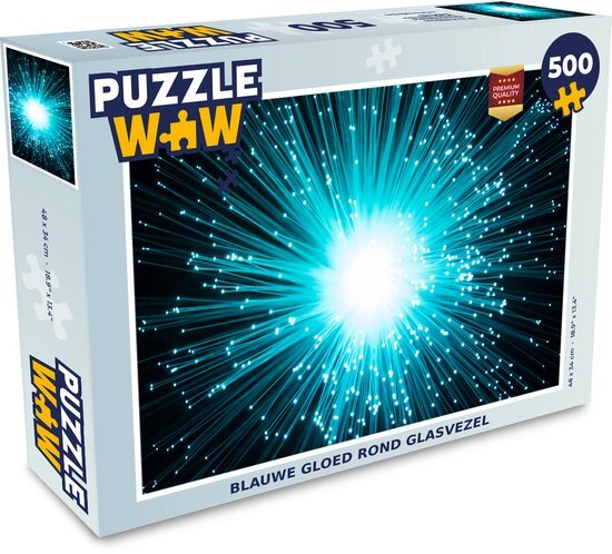 MuchoWow Puzzel Blauwe gloed rond glasvezel - Legpuzzel - Puzzel 500 stukjes