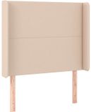 vidaXL Hoofdbord met randen 103x16x118/128cm kunstleer cappuccinokleur