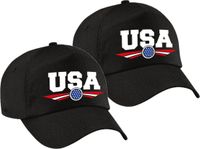 Bellatio Decorations 2x stuks amerika / USA landen pet zwart kinderen - Amerika / USA baseball cap - EK / WK / Olympische spelen outfit