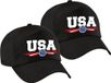 Bellatio Decorations 2x stuks amerika / USA landen pet zwart kinderen - Amerika / USA baseball cap - EK / WK / Olympische spelen outfit