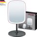 Beurer BS 47 Miroir de maquillage - Miroir avec éclairage LED – Miroir de salle de bain – 3 niveaux de luminosité – Dimmable – Smart touch – Magnétique – Rechargeable – 15 x 21 cm – 3 ans de garantie – Bordeaux/noir
