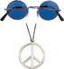 Widmann - Hippie Flower Power verkleed set peace ketting en ronde blauwe glazen party bril