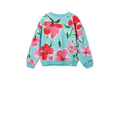 Desigual gebloemde sweater blauw/rood/wit