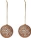 Merkloos / Sans marque Koopman International Draad rotan look kerstballen - 2x - kunststof - Gouden glitter - Dia 9 cm - Kerstboomversiering goud
