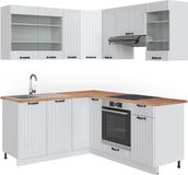 Vicco Hoekkeuken Fame-Line, Wit Landhuis/Wit, 190 x 160 cm, WB Eik
