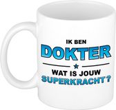 Bellatio Decorations Ik ben dokter wat is jouw superkracht - cadeau koffiemok - drink beker - wit - 300 ml - verjaardag huisarts