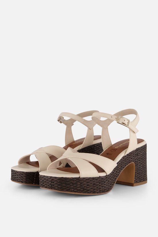 Tamaris Dames Platte Sandalen Wit Suède Maat 41