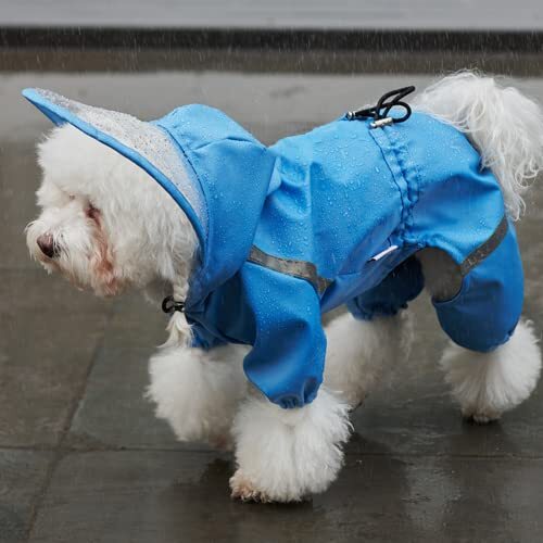 JRKJ Dog Raincoat Small, Medium en Groot Hond Pet Poncho PU Lederen Vierbenige Waterdichte All-inclusive Coat XS-7XL