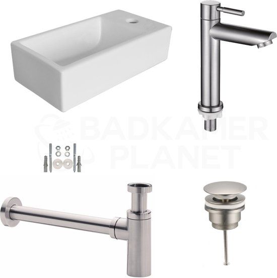 Badkamerplanet Keramische Fonteinset Paso 40x20x10,5 cm - Wit