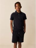 Next Jongens Set van poloshirt met rits en short - Zwart