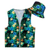 Boland 52173 - kostuumset tourist, hoed en vest, bloemenmotief, vakantie, kostuum, carnaval, themafeest