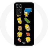 Maniacase Hoesje voor Xiaomi Redmi Note 11 4G The Simpsons zwarte achtergrond stickers