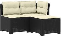 vidaXL 3-zits tuinbank met kussens in rattanlook PP Antraciet