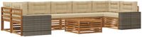 vidaXL Hoek loungeset 7 zitplaatsen Acacia hout Natuurlijk en beige