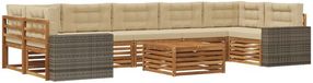 vidaXL Hoek loungeset 7 zitplaatsen Acacia hout Natuurlijk en beige