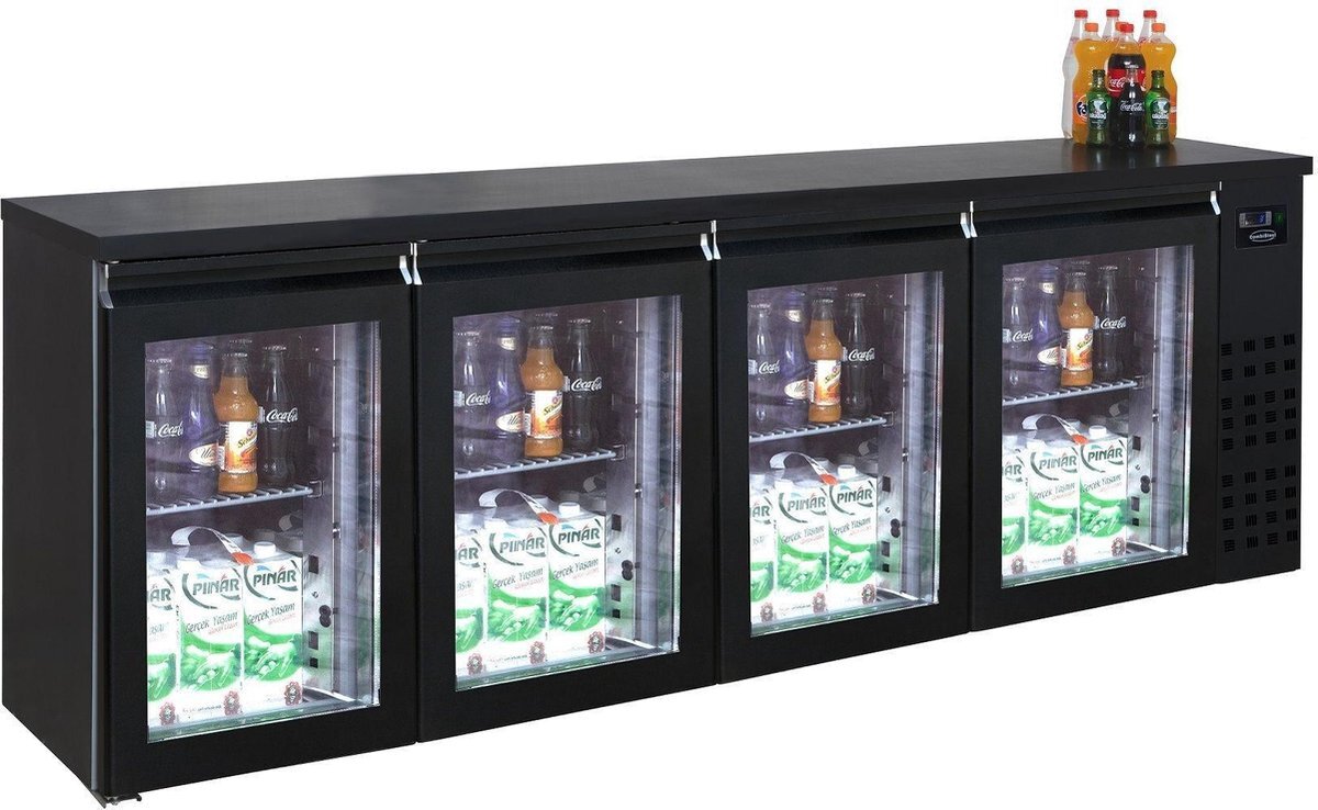 - Professionele Barkoeler Zwart | 4 Glasdeuren | ProLine | | 7489.5295 | Horeca zwart