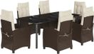 vidaXL 7-delige Tuinset met kussens poly rattan bruin