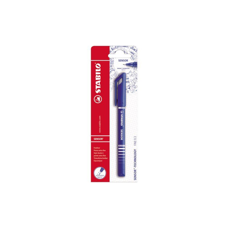 Stabilo Sensor finelinerpen fijne punt van 0 3 mm blauwe inkt blauwe huls