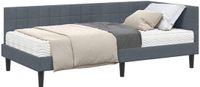 vidaXL Hoekbedframe met Matras Donkergrijs Fluweel 100 x 200 cm