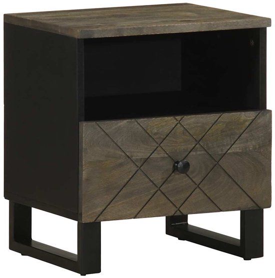 vidaXL Nachtkastje 40x33x46 cm massief mangohout zwart