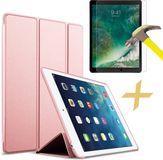 iCall Apple iPad 9.7 2017 / 2018 Hoes Smart Book Case Siliconen Roze + Screenprotector Gehard Glas