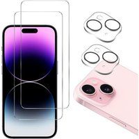 Phonillico® Gehard glas voor iPhone 15 en camerabescherming [Pack 2]