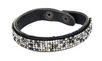 HKM 9035 Armband Amanda, leren armband met fijne steentjes, nikkelvrij, 22 cm