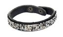 HKM 9035 Armband Amanda, leren armband met fijne steentjes, nikkelvrij, 22 cm