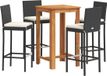 vidaXL 5-delige Tuinbarset - Massief Acaciahout en Poly Rattan - Zwart