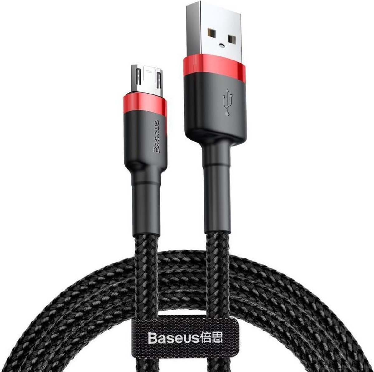 BASEUS Cafule Series Micro-USB Gevlochten Kabel 2m Zwart/Rood