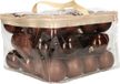 Cosy & Trendy kerstballen - 48 stuks - bruin - 6 cm diameter - kunststof - in opbergtas