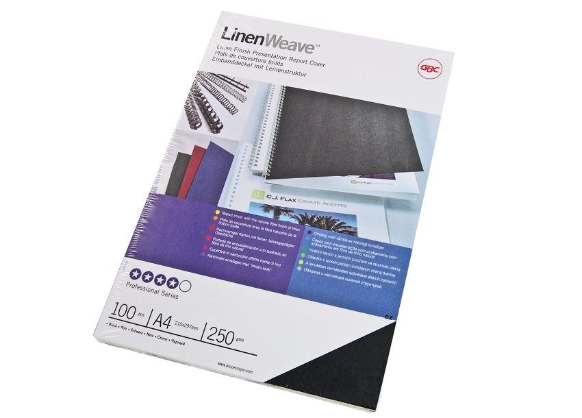 GBC LinenWeave Bindomslagen 250 grams Zwart (100)