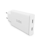 Sbs TETRGAN2C70SLIM oplader voor mobiele apparatuur Mobiele telefoon, Laptop, Tablet Wit USB Snel opladen Buiten