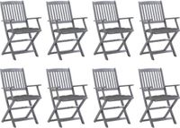 vidaXL Tuinstoelen 8 st inklapbaar met kussens massief acaciahout
