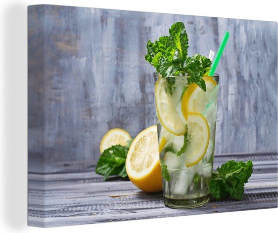 OneMillionCanvasses Canvas schilderij 150x100 cm - Cocktail - Fruit - Kruiden - Multicolor