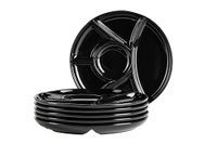 MÄSER Fonduebordenset voor 6 personen, borden voor fondue, party, barbecue, met praktische onderverdelingen, veelzijdig, tijdloos, porselein, zwart, 21,5 cm