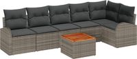 vidaXL Tuinbank - Set - 7 - st - Grijs - poly - rattan