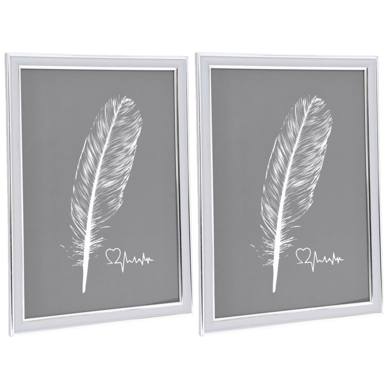 2x stuks kunststof fotolijst zilver A4 formaat