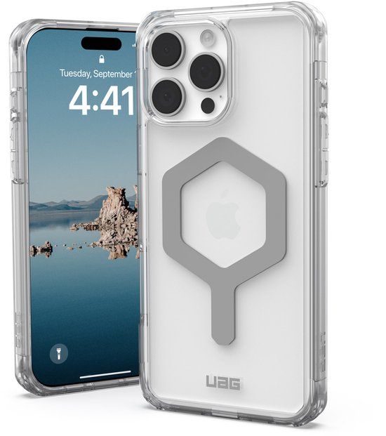 Urban Armor Gear Plyo Hoesje Geschikt voor Apple iPhone 16 Pro Max | Compatibel met MagSafe | Back Cover met Magneet | Militaire Standaard | Ice Zilver