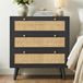 Hout en Rotan Commode met 3 lades, zwart, 80x40x91,5 cm