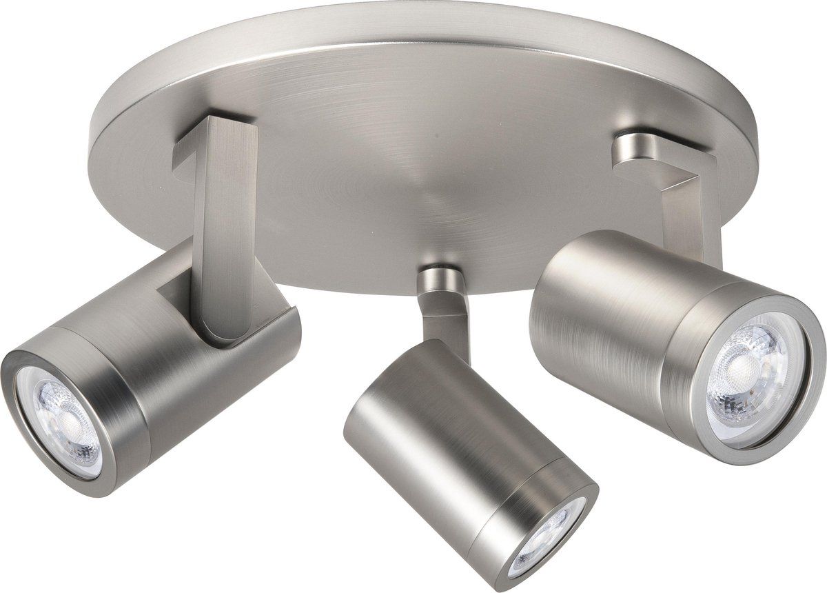 HighLight spot Halo spot 3 lichts rond - mat staal | Zilver
